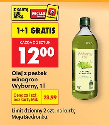Olej z pestek winogron Wyborny promocja w Biedronka
