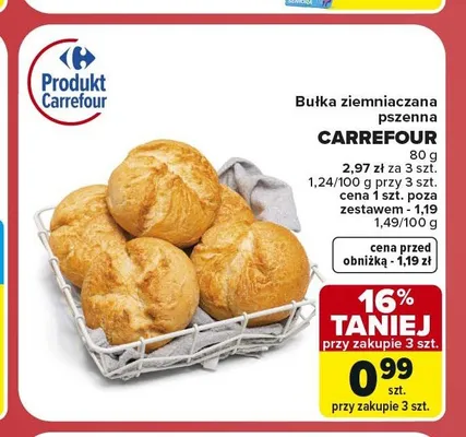 Bułka ziemniaczana pszenna Carrefour promocja w Carrefour Market