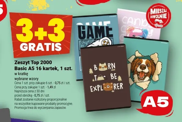 Zeszyt Top 2000 Basic A5 16 kartek w kratkę promocja w Twój Market