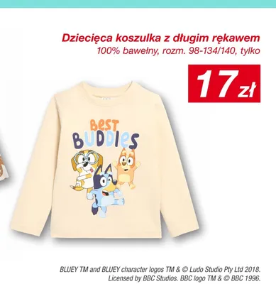 Dziecięca koszulka z długim rękawem Bluey promocja w KiK