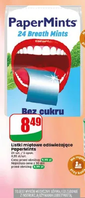 Listki miętowe odświeżające PaperMints promocja w Dino