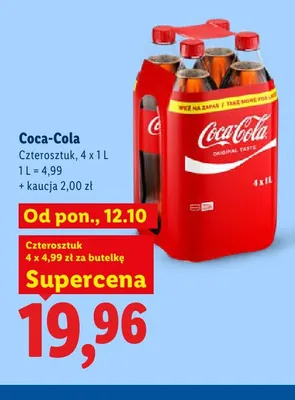 Napój gazowany Coca-Cola 4-pak promocja w Lidl
