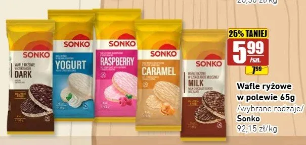 Wafle ryżowe w polewie malinowej Sonko Raspberry promocja w API Market
