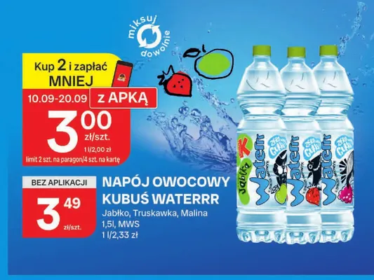 Napój owocowy Kubuś Waterrr malina promocja w Chorten