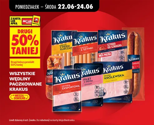 Wędliny paczkowane Krakus promocja w Biedronka