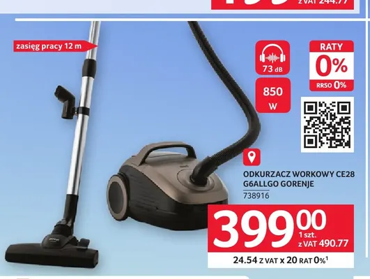 Odkurzacz workowy CE28 G6ALLGO Gorenje promocja w Selgros
