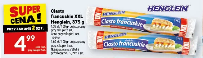 Ciasto francuskie XXL Henglein promocja w Twój Market