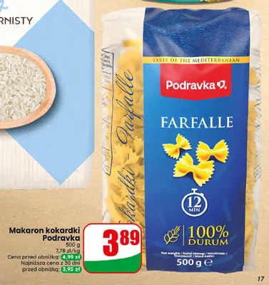 Makaron kokardki Farfalle Podravka promocja w Dino