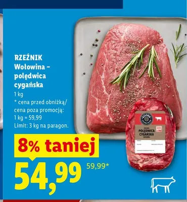 Wołowina - polędwica cygańska Rzeźnik promocja w Lidl