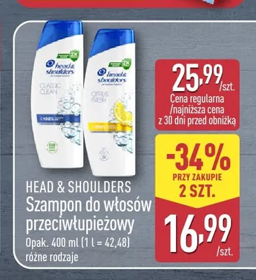 Szampon do włosów przeciwłupieżowy Head & Shoulders Classic Clean promocja w Aldi