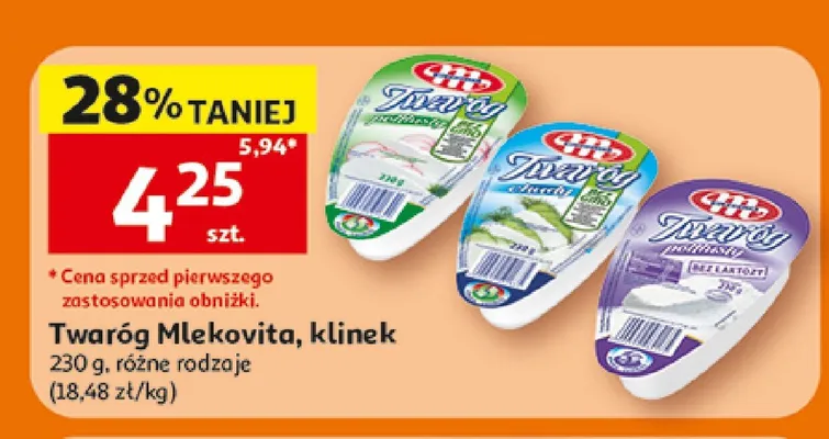 Twaróg chudy Mlekovita klinek promocja w Auchan