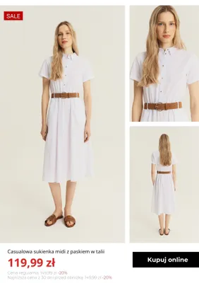 Sukienka casualowa midi z paskiem w talii Greenpoint promocja w Greenpoint
