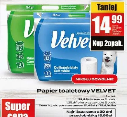 Papier toaletowy Velvet Soft White promocja w Supeco