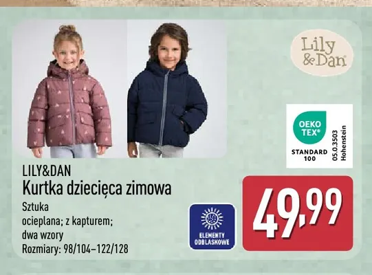 Kurtka dziecięca zimowa Lily & Dan promocja w Aldi