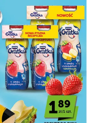 Jogurt do picia Gratka o smaku truskawkowo-bananowym promocja w Groszek