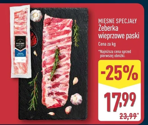 Żeberka wieprzowe paski promocja w Aldi