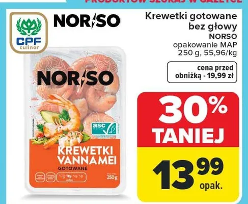 Krewetki gotowane bez głowy promocja w Carrefour