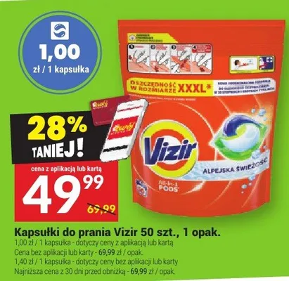 Kapsułki do prania Vizir 50 szt. promocja w Twój Market