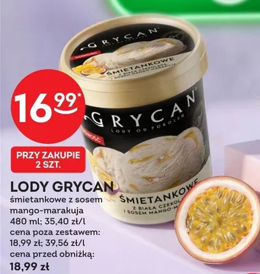 Lody Grycan śmietankowe z sosem mango-marakuja promocja w Żabka