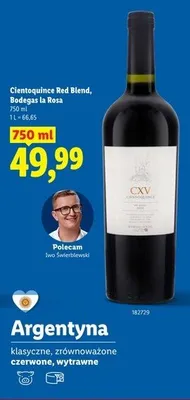Wino czerwone wytrawne Cientoquince Red Blend Bodegas la Rosa promocja w Lidl