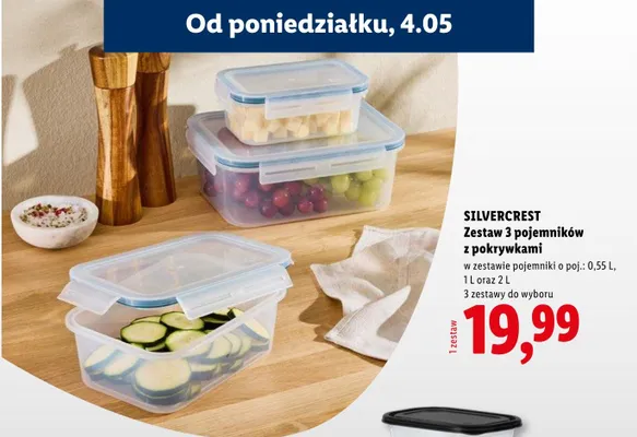 Zestaw 3 pojemników z pokrywkami SilverCrest promocja w Lidl