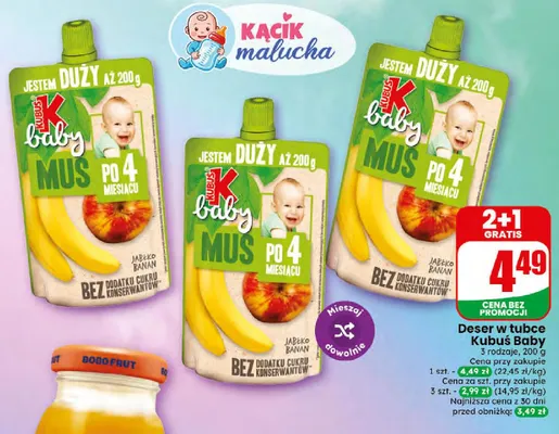 Deser w tubce Kubuś Baby promocja w Dino