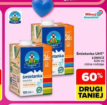 Śmietanka UHT tortowa Łowicz 36% promocja w Carrefour