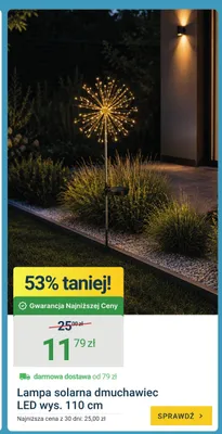 Lampa solarna dmuchawiec LED wys. 110 cm promocja w ERLI