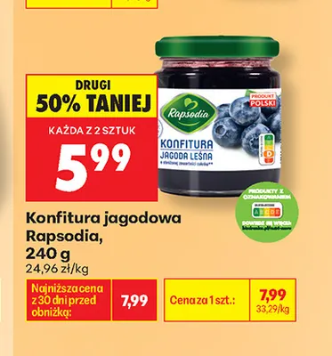 Konfitura jagodowa Rapsodia promocja w Biedronka