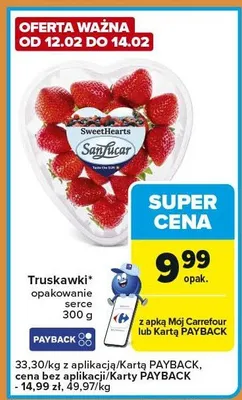 Truskawki opakowanie serce promocja w Carrefour Express