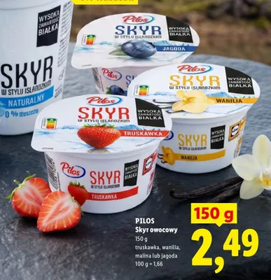 Skyr owocowy waniliowy Pilos promocja w Lidl