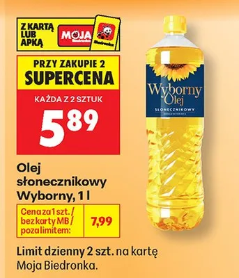 Olej słonecznikowy Wyborny promocja w Biedronka