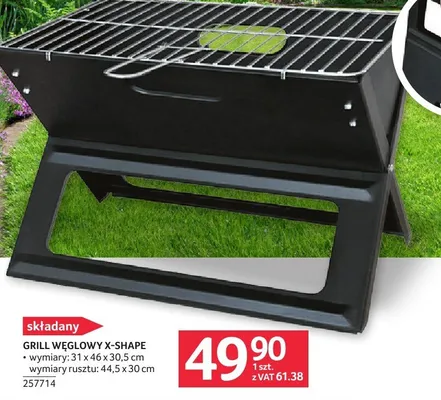 Grill węglowy X-Shape składany 31x46x30,5cm wymiary rusztu 44,5x30cm 257714 promocja w Selgros