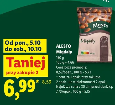 Migdały Alesto promocja w Lidl