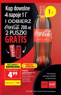 Napój gazowany Coca-Cola Zero promocja w Biedronka