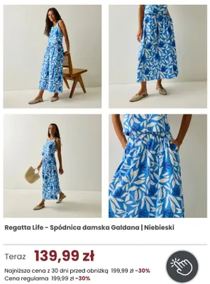 Spódnica damska Regatta Life Galdana niebieska promocja w Regatta