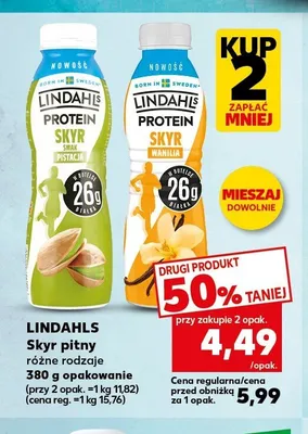 Skyr pitny o smaku waniliowym Lindahls Protein promocja w Kaufland
