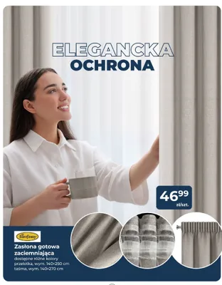 Zasłona gotowa zaciemniająca Eurofirany taśma 140x270 cm promocja w PSB Mrówka