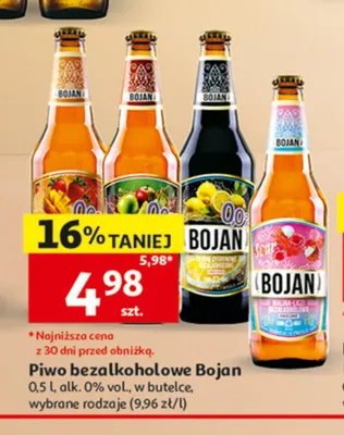Piwo bezalkoholowe Bojan Malina-Dzika Róża promocja w Auchan