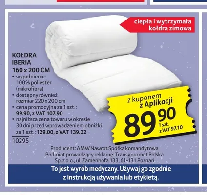 Kołdra Iberia 160x200 cm promocja w Selgros