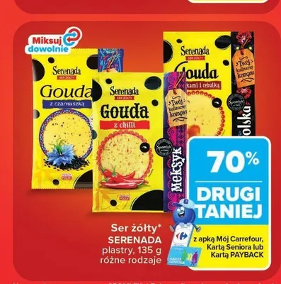 Ser żółty Gouda z czarnuszką Serenada promocja w Carrefour