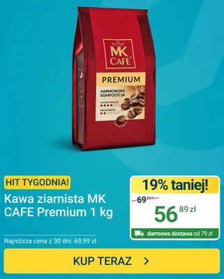 Kawa ziarnista MK CAFE Premium promocja w ERLI