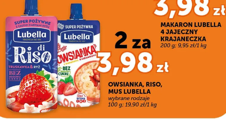 Owsianka Lubella z bananami, truskawkami promocja w Euro Sklep