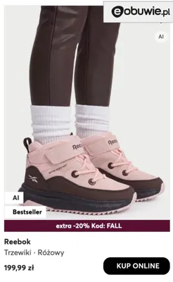 Trzewiki Reebok Różowy Water Resistant promocja w eobuwie.pl