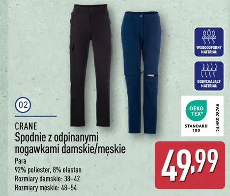 Spodnie z odpinанymi nogawkami damskie/męskie promocja w Aldi