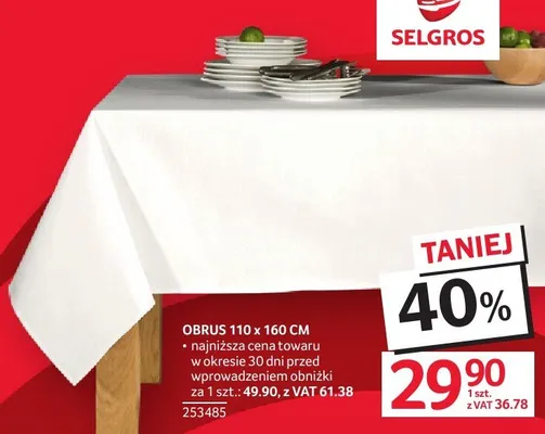 Obrus 110 x 160 CM promocja w Selgros