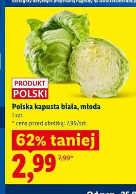 Polska kapusta biała młoda promocja w Lidl