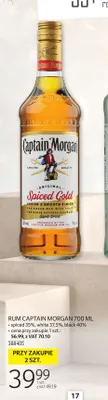 Rum RUM CAPTAIN MORGAN 700 ML spiced 35%, white 37,5%, black 40% promocja w Selgros