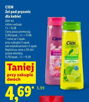 Żel pod prysznic dla kobiet z mięty i limonki Cien promocja w Lidl