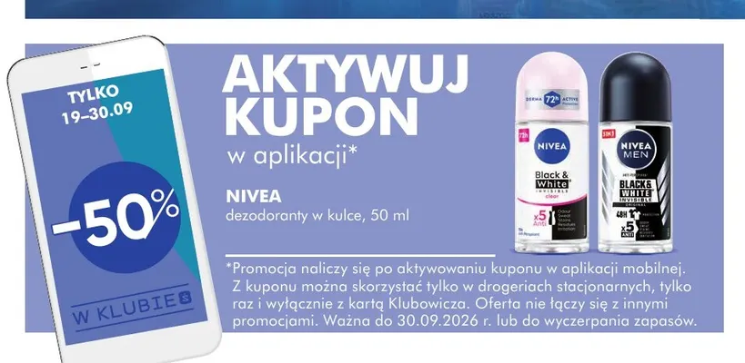 Dezodorant w kulce Black & White Invisible Clear Nivea promocja w Super-Pharm